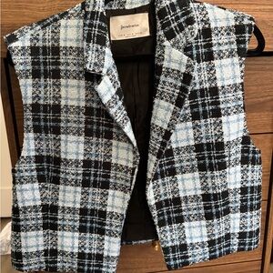 Stradivarius Light Blue & Black Tweed Vest